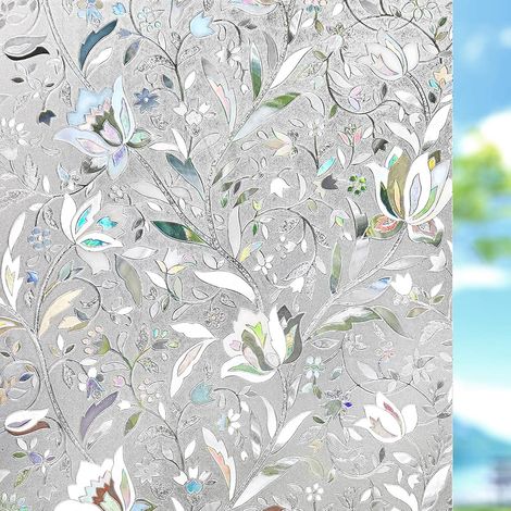 Film pour vitres,60 x 200 cm, offrant une protection optimale de l'intimité, un motif tulipe et une protection UV. Convient à tous types de vitrage. (1/5)