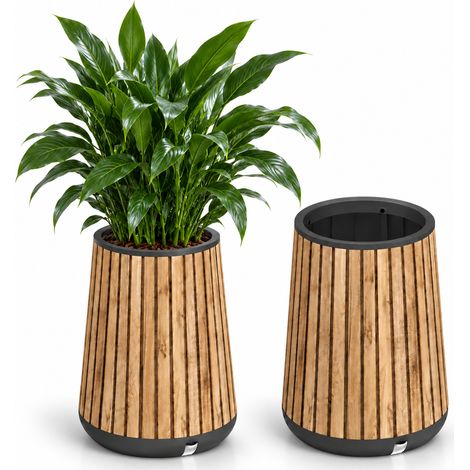 Keter Deco Conic Vaso Alto Fioriera Piante Fiori 150L Resiste UV Pino Chiaro (1/5)
