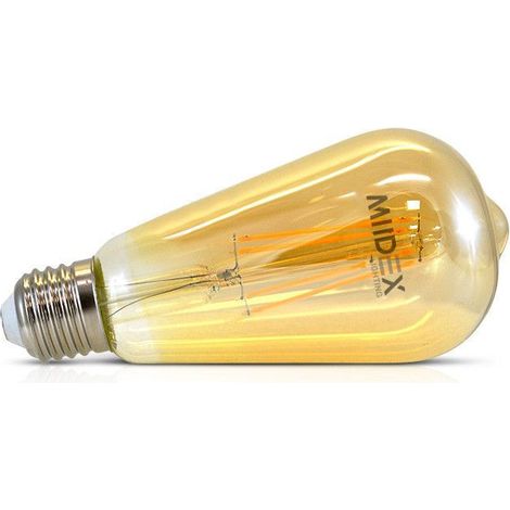Ampollas E27 filamento ST64 2700K Blanco cálido - 8W - Acabado dorado