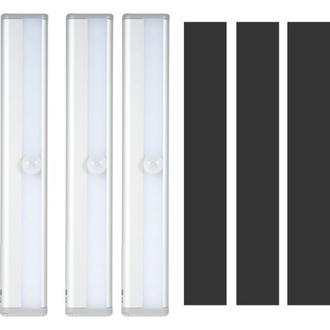 Bandes lumineuses LED à détecteur de mouvement, veilleuses sans fil à 10 LED, alimentées par piles et magnétiques (lot de 3) (1/5)