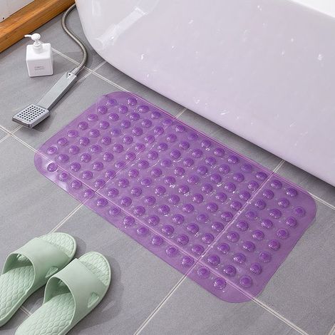 1 tapis de douche antidérapant, 88 cm x 56 cm, en caoutchouc avec ventouses et trous d’évacuation, pour salle de bains et enfants (1/5)