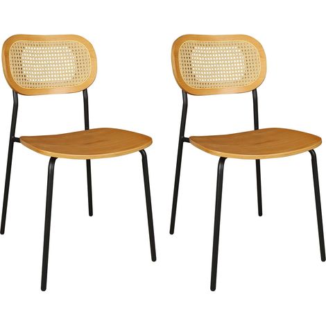 Lot de 2 chaises en bois naturel et pieds en métal, NOSARA (1/5)