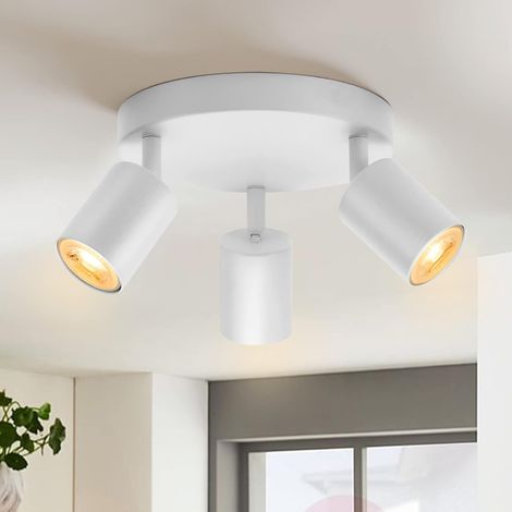 LED Plafonnier Rond 3 Spots GU10 Lampe Orientable Blanc Sans Ampoule Rampe Spot Plafond, Moderne Luminaire Plafonnier Intérieur, Éclairage Mural pour Chambre Salon Salle à Manger Cuisine Couloir (1/5)