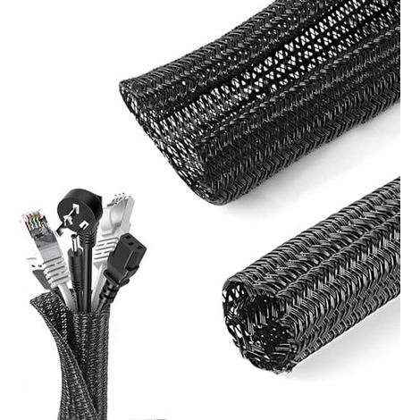 Organisateur de câbles de 2 mètres - protège-câbles pour animaux - goulotte de câbles - convient aux câbles USB, câbles d'alimentation, câbles audio et vidéo - noir (13 mm) (1/5)