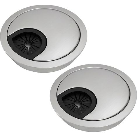 Passe-câble Bureau 2PCS avec Brosse, Sortie de Câble et Cache Câble, Cache Prise Électrique, Passage de Câble Bureau, Organiseur de Câbles pour Meubles et Bureaux, Diamètre 60 mm (1/5)