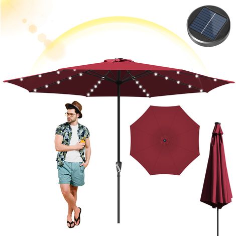 TolleTour Sonnenschirm 3,5 m mit LED-Beleuchtung – Großer Gartenschirm für Terrasse & Garten, Rot