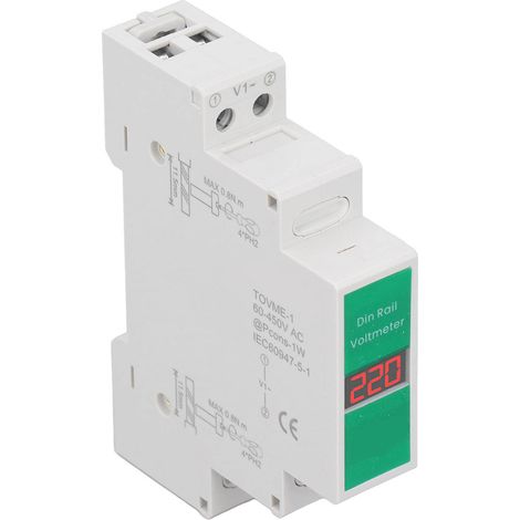 TONGOU Modulares DIN-Schienen-Digitalvoltmeter für Wechselstrom 60-450 V, intelligentes einphasiges LCD-Display, hochpräzises Einbauvoltmeter, 1-phasige Wechselspannungsmessung. (1/5)