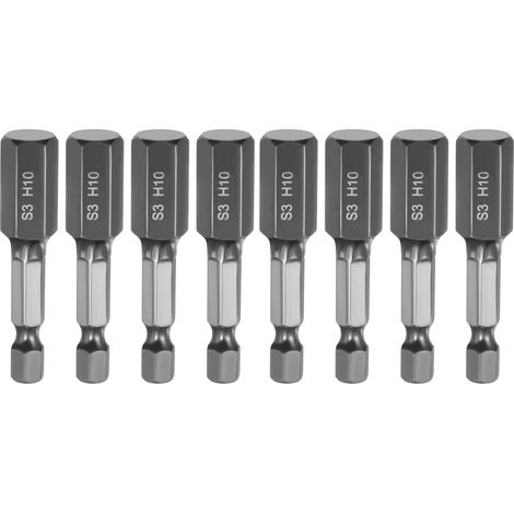 8pcs Tête Hexagonale Plate Pour Foret H10 (10mm) Poli Miroir (1/5)