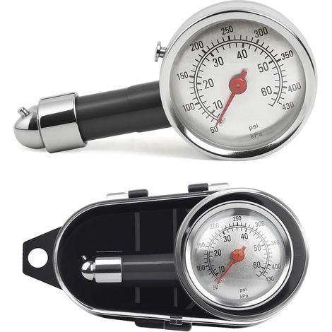Manometre Pression Pneus, 0-100 psi Manomètre de Pression de Pneus de Voiture, Manometre de Pressions d'air pour Voitures et Motos (1/5)
