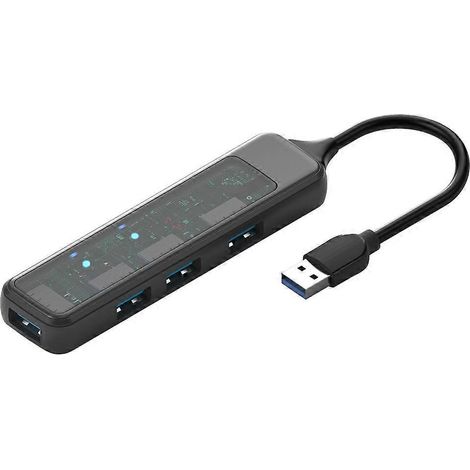Hub USB 3.0 4 en 1 Multiprise Multiport Adaptateur avec Lecteur de Cartes SD/TF, Splitter pour Ordinateur Portable PC, Transfert Rapide (1/4)