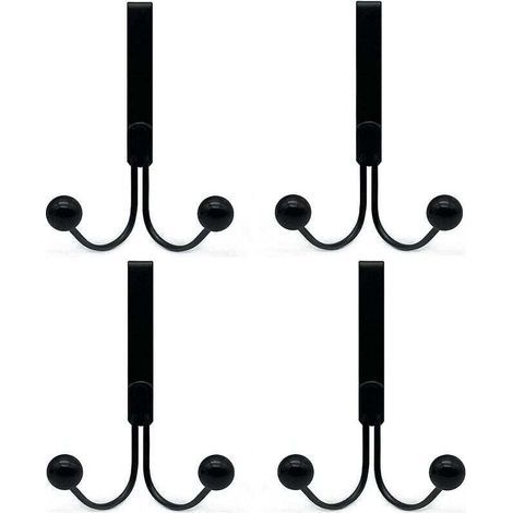 Garderobenständer fürs Badezimmer, Set mit 4 Türhaken, geeignet für Kleidung, Türhaken aus Metall, 2 Haken (1/4)