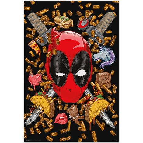 POSTER 61 X 91 CM MARVEL DEADPOOL BULLETS AND CHIMICHANGAS