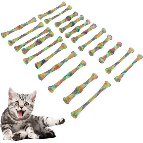 Lot de 21 jouets à ressort pour chat en nylon coloré, interactifs, résistants aux griffures et aux morsures, en forme de tube enroulé pour chaton (1/5)