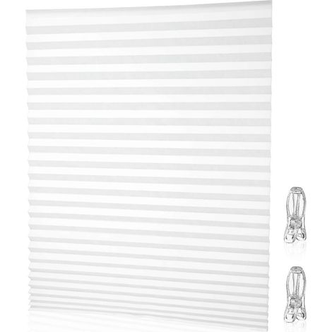 Store vénitien plissé auto-adhésif pour porte, sans perçage, pour une intimité optimale. (1/5)