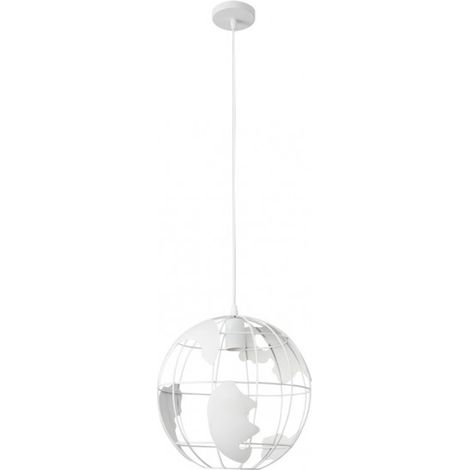 Colgante blanco modelo ORBE con diseño bola del mundo Fabrilamp