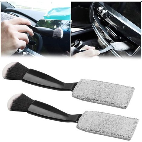 Set di 2 spazzole doppie per la pulizia, aspirapolvere per auto 2 in 1 per la pulizia approfondita degli interni, delle bocchette dell'aria, del cruscotto e dei tergicristalli. (1/3)