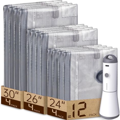 Lot de 12 sacs de voyage sous vide avec pompe à air rechargeable, sacs de rangement sous vide pour bagages et valises, gain de place lors de vos voyages avec vêtements et accessoires.