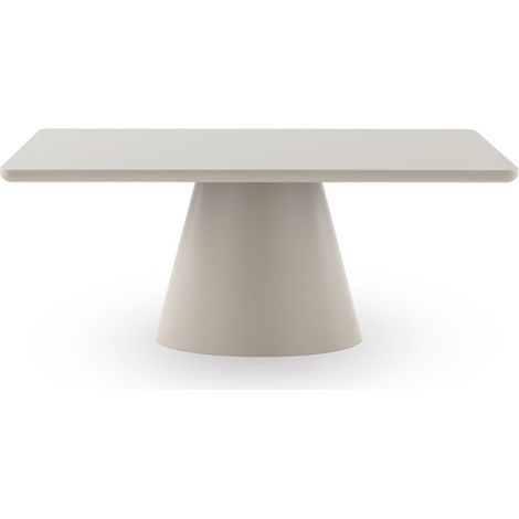 Table de salle à manger rectangulaire 180 x 100 cm, MDF laqué époxy blanc cassé mat (1/5)