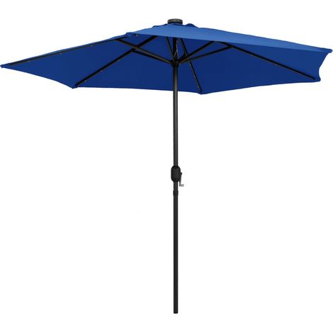Ombrellone da esterno con LED e palo in alluminio 270 cm blu 020008076