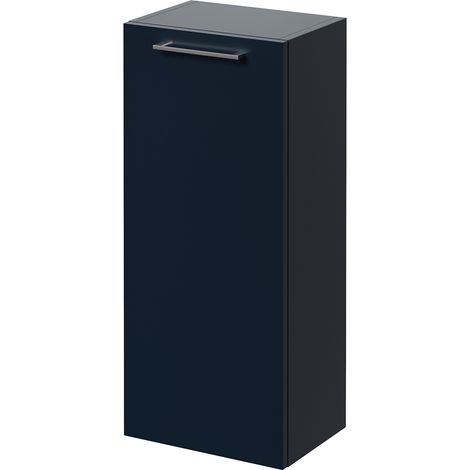 Napoli Deep Blue 350mm Wall Mounted Single Door Side Cabinet - 350mm - Chrome 160mm Handle