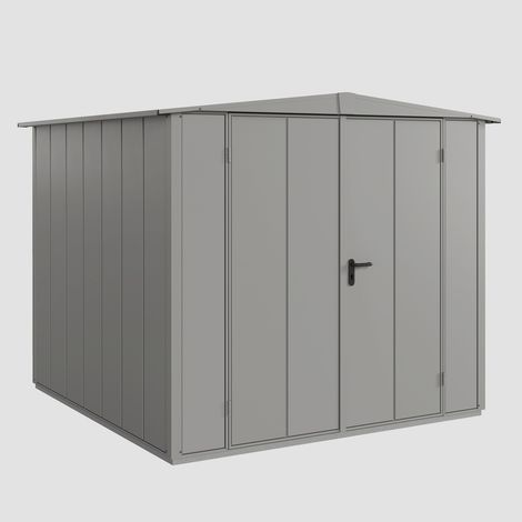 Hörmann Ecostar Metall-Gerätehaus Elegant mit Satteldach Typ 2, 238 x 238 cm, graualuminium, 5,7 m², 2-flüglige Tür