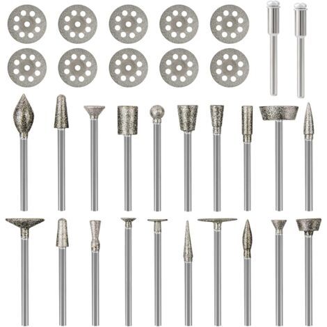 LAN Jeu de fraises diamantées pour Dremel, kit de gravure sur métal, meuleuse à matrice 1/8\ (1/4)