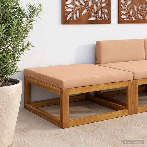 vidaXL Reposapiés modular con cojines Madera de Acacia Sólida Natural (1/5)
