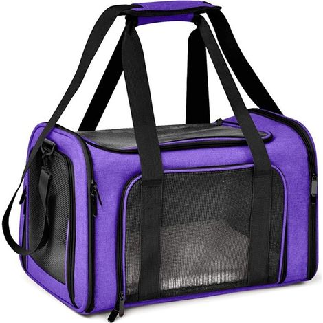 Sac pour animaux de compagnie violet petite taille 40 cm x 25 cm x 25 cm 1 sac de transport pliable pour chat et chien (1/5)