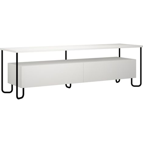 Mobile porta tv 150x42x45 cm bianco opaco con due ante e ribalta - Leon