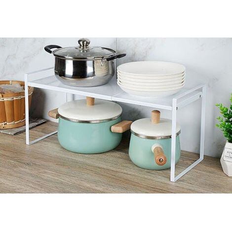 Organiseur Placard Extensible en Métal Étagères à Épices pour Rangement Cuisine Economiser d'espace 36-602118cm Blanc (1/4)