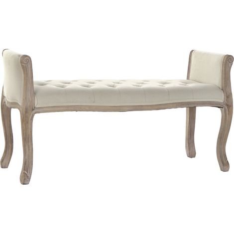 Banquette Lin Rubberwood 109X45X60 Beige (1/4)