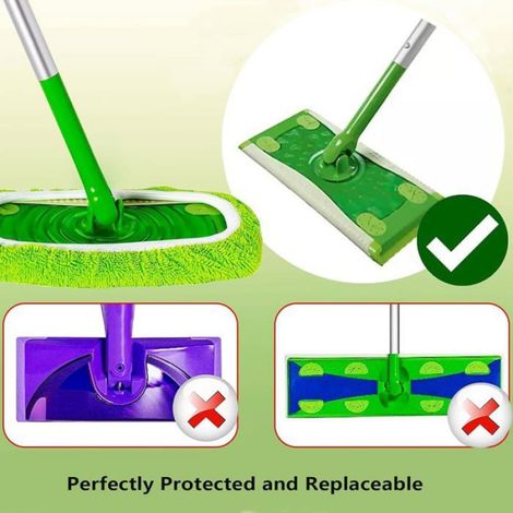 4 Housses Réutilisables Swiffer, Serpillère Absorbante Humide/Sèche, Nettoyage Sol Pratique (1/5)