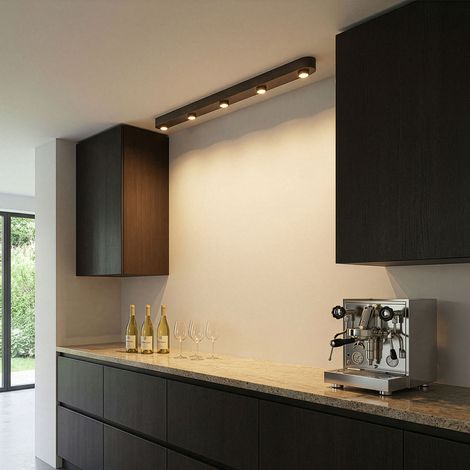 Plafonnier linéaire 5 lampes 135x8x9 cm en métal bronze - KITGEN