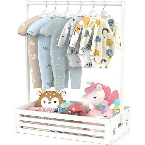 Portant à vêtements pour bébés et tout-petits, portant à vêtements avec boîte de rangement et tige de suspension réglable pour chiens/chats, porte-vêtements avec poignée (1/5)