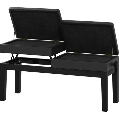 Panca per pianoforte regolabile con vano contenitore in similpelle nera 105x37x48-58 cm MODENUIT (1/5)