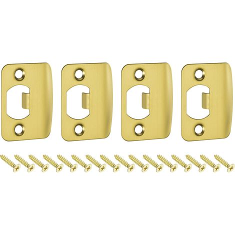 4Pcs Pièce de Rechange pour Plaque de Serrure, 57mm x 45mm en Acier Inoxydable Plaque de Verrouillage de Pêne Dormant pour Cadre de Porte Renforcement de Montant de Porte, Or (1/5)