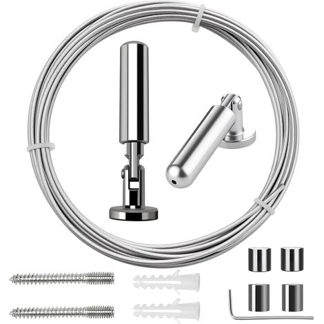 5 m Tringle a Rideaux - Cable pour Rideaux Kit, Tringle Rideau de Douche, Cable en Acier Inoxydable pour Photo, Corde à Linge, Fenêtre, Rideau (1/5)