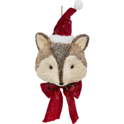 Suspension de Noël Renard avec Bonnet de Père Noël H 45 cm - Feeric Christmas