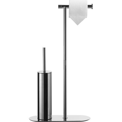 Porte Papier Toilette avec Brosse WC Acier Inoxydable – Porte roleau Papier Toilette sur Pied chromé, avec 2 Brosse Silicone et PP. Idéal pour salles Bain (1/5)