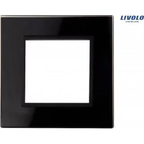 Portalampada Livolo con pannello in vetro nero e cornice singola GPF-1-62 (1/3)