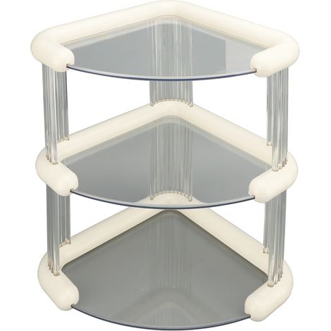 Desktop Corner Stand Multipurpose Simple Stylish Large Capacity 3 Tiers Corner Storage Organizer for Bathroom Kitchen Office White (1/5)