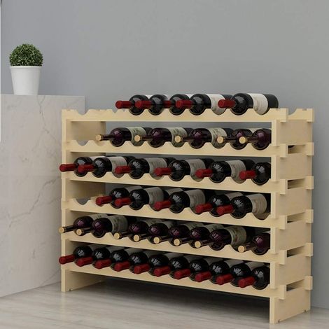 Soges – Casier à vin 6 étagères – 60 bouteilles – bois durable – dimensions 110x30x80.5cm – assemblage facile – design contemporain
