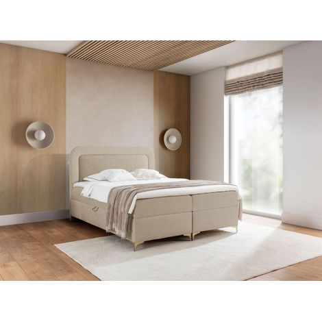 Boxspringbett Schlafzimmerbett WILLOW 200x200cm Stoff Puente Beige