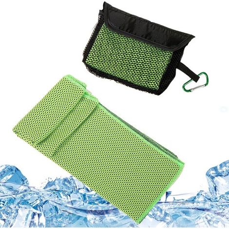 Serviette rafraîchissante - Serviette de sport et de plein air - Protection UV et respirante - 15 x 12 cm - Verte (1/5)