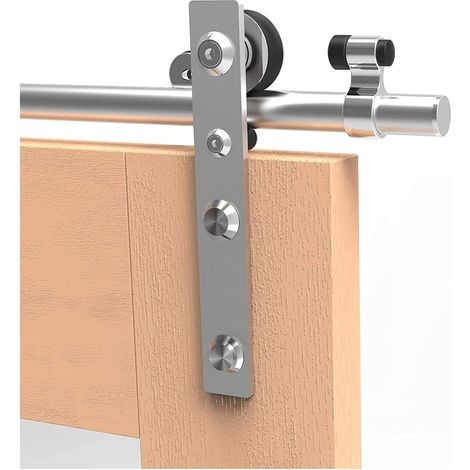 Kit de quincaillerie pour porte de grange Système de porte coulissante en acier inoxydable, adapté à une porte simple, Kit de quincaillerie for porte de grange de 4 à 8 pieds/121 à 243CM Facile à inst (1/5)