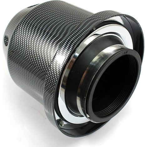 Filtre à air haute performance 76 mm pour voiture - Filtre d'admission d'air froid de remplacement - Grille conique sport haute performance - Motif carbone noir (1/4)