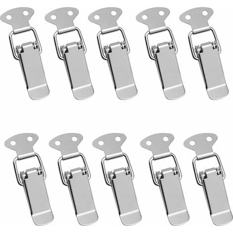 10 Pieces Lever Latch for Doors, Lever Closure, Spring Latch with Hook, Stainless Steel Spring Closure for Boxes, Drawers, Cabinets (1/5)