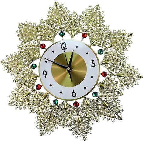 Grande horloge murale moderne pour la décoration du salon, horloge murale à feuilles de cristal, silencieuse, à piles (1/5)
