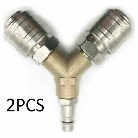 BARKBUSTERS Raccord pour compresseur,Distributeur d'air Comprimé, Raccord dair Comprimé 1/4 Connecteur d'air Comprimé 3 voies à dégagement rapide avec distributeur Y à filetage mâle raccord rapide com (1/4)