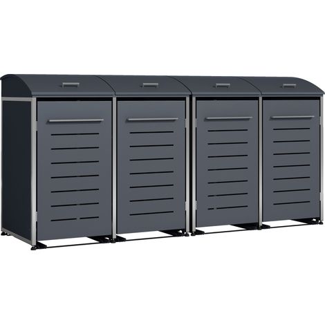 Mülltonnenbox KIEL 278x83x136cm für 4x Tonne 120 und 240 Liter, Stahl anthrazit + Edelstahl (1/5)